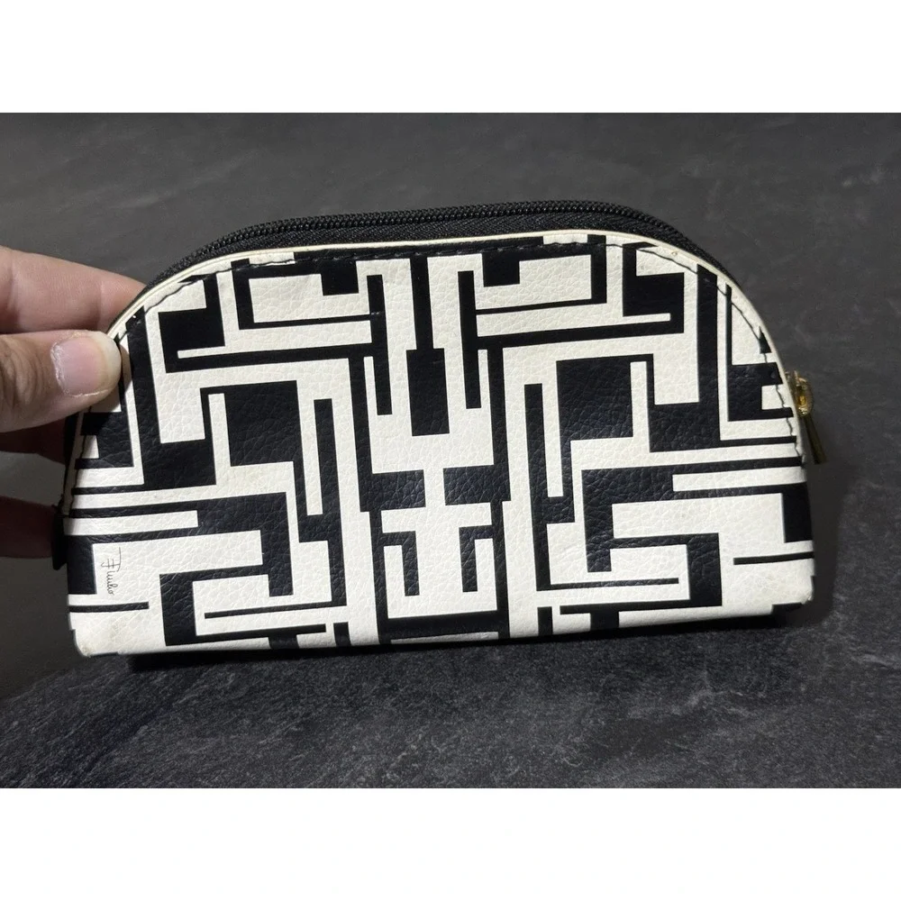 EMILIO PUCCI Eyewear Bag Case White Black Sunglasses Cosmetic Bag Purple Suede